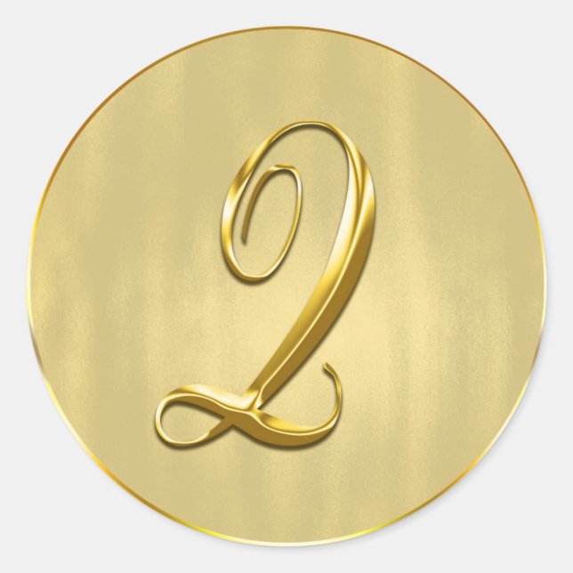 Sticker Rond Monogramme d'or Q Faire-part de mariage de phoque (Devant)