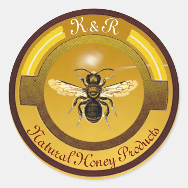 STICKER ROND MONOGRAMME DU CERCLE HONEY BEE / BEEKEEPER (Devant)
