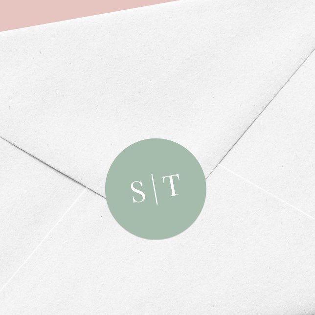 Sticker Rond Monogramme du Mariage de couleur Arrière - plan mo (Créateur téléchargé)