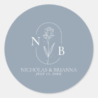 Monogramme Dusty Bleu Minimaliste moderne Mariage