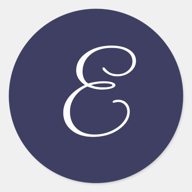 Sticker Rond Monogramme E, blanc sur bleu marine, (Devant)
