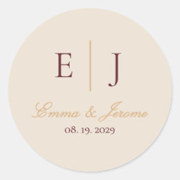 Sticker Rond Monogramme élégant de mariage de vignoble en Bourg