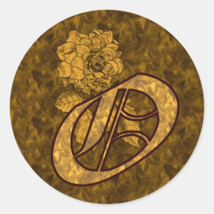 Sticker Rond Monogramme élégant Initiale O Fleur de pivoine en