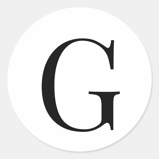 Sticker Rond Monogramme Elegant noir sur blanc (Devant)