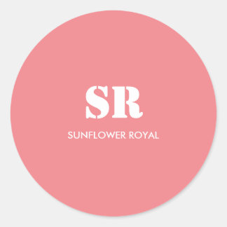 Sticker Rond Monogramme Élégant rose minimal