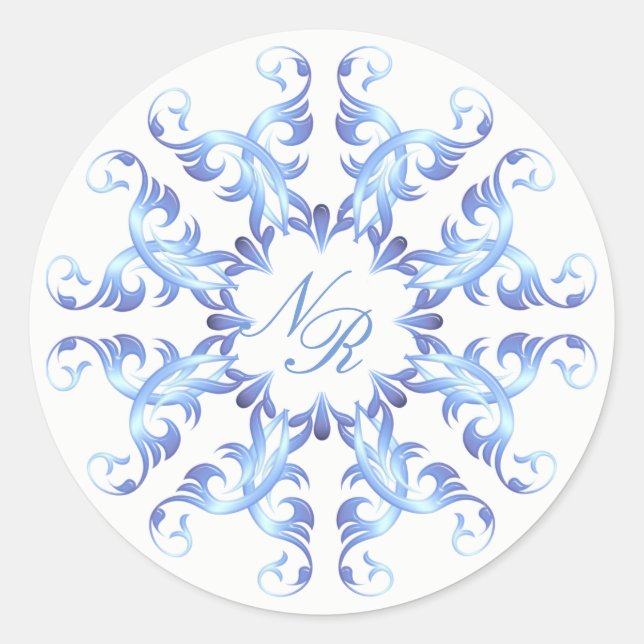 Sticker Rond Monogramme.Élément baroque. (Devant)