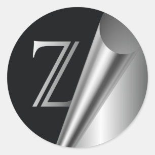 Sticker Rond Monogramme en acier "Z"