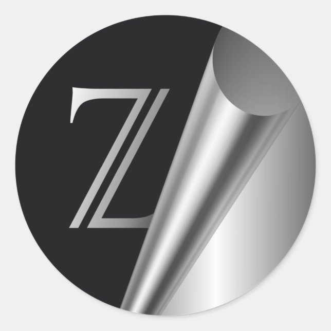 Sticker Rond Monogramme en acier "Z" (Devant)