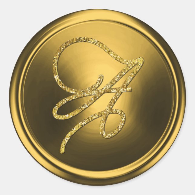 Sticker Rond Monogramme en écriture dorée TOUTES INITIALES Or (Devant)