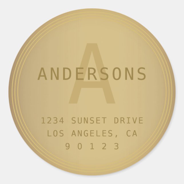 Sticker Rond Monogramme et adresse de l'apparence rétrograde (Devant)