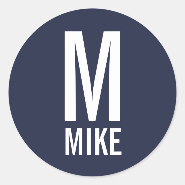 Sticker Rond Monogramme et nom personnalisés modernes (Devant)