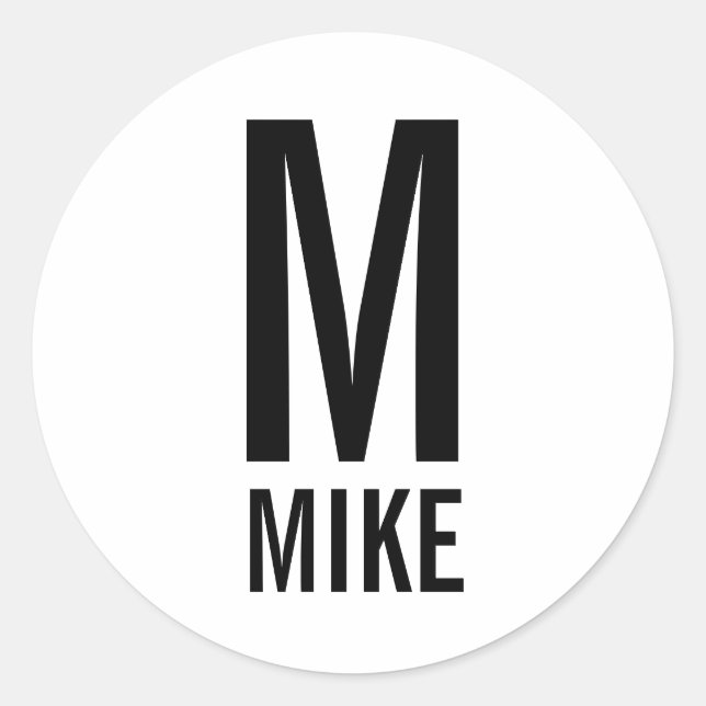 Sticker Rond Monogramme et nom personnalisés modernes (Devant)