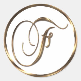 Sticker Rond Monogramme F Faux Bronze