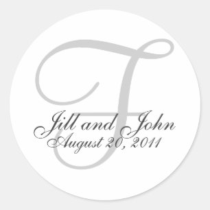 Sticker Rond Monogramme F Mariage Sticule de joint blanc de mar