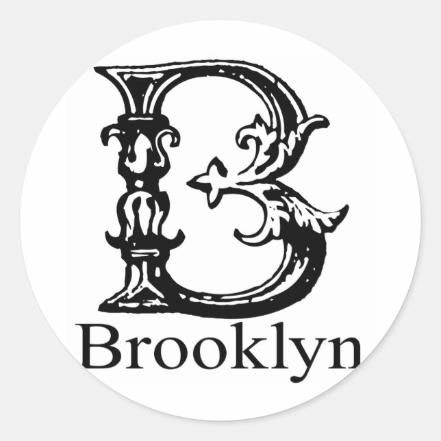 Sticker Rond Monogramme fantaisie : Brooklyn (Devant)