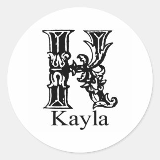 Sticker Rond Monogramme fantaisie : Kayla