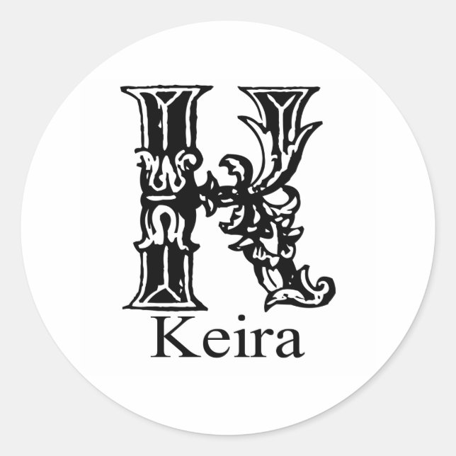 Sticker Rond Monogramme fantaisie : Keira (Devant)