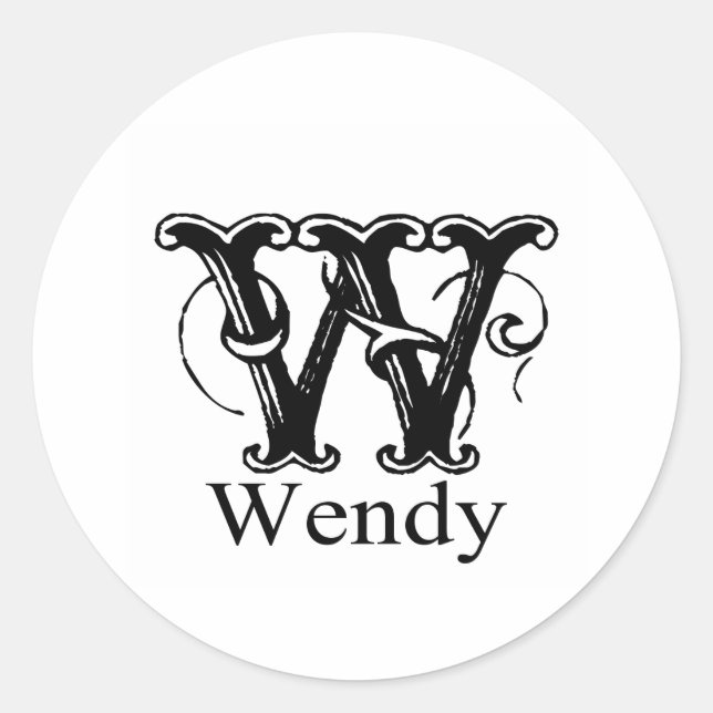 Sticker Rond Monogramme fantaisie : Wendy (Devant)
