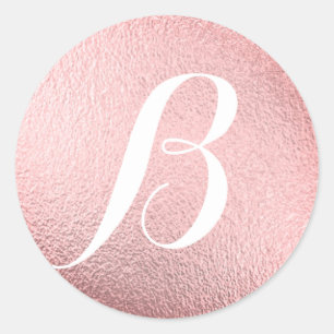 Sticker Rond Monogramme Faux initial Pink Faux