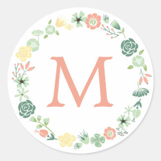STICKER ROND MONOGRAMME FLORAL