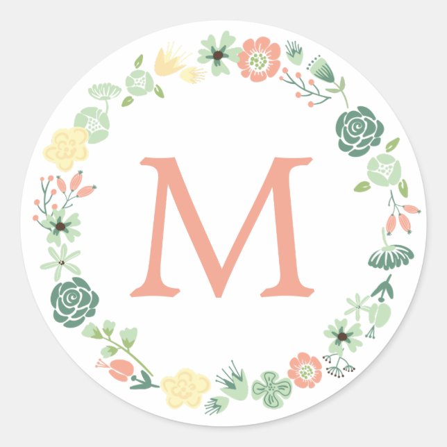 STICKER ROND MONOGRAMME FLORAL (Devant)