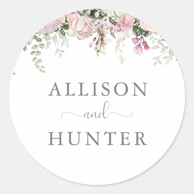 Sticker Rond Monogramme floral de printemps (Devant)