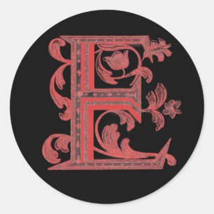 Sticker Rond Monogramme floral E