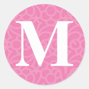 Sticker Rond Monogramme floral orné - Lettre M