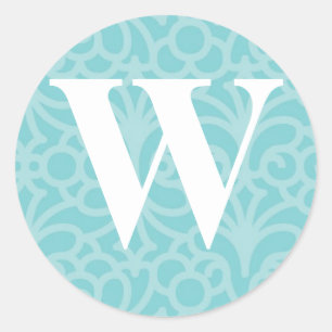 Sticker Rond Monogramme floral orné - Lettre W