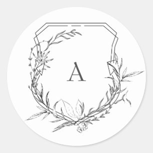 Sticker Rond monogramme floral vintage classique