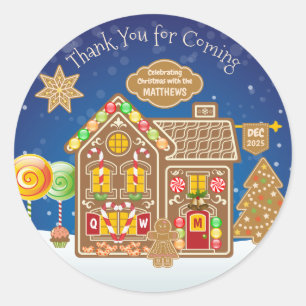 Sticker Rond Monogramme Gingerbread Maison Cookies de Noël Bon