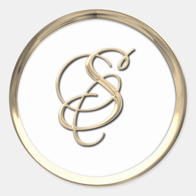 Sticker Rond Monogramme Gold Script Initial S sur n'importe que (Devant)