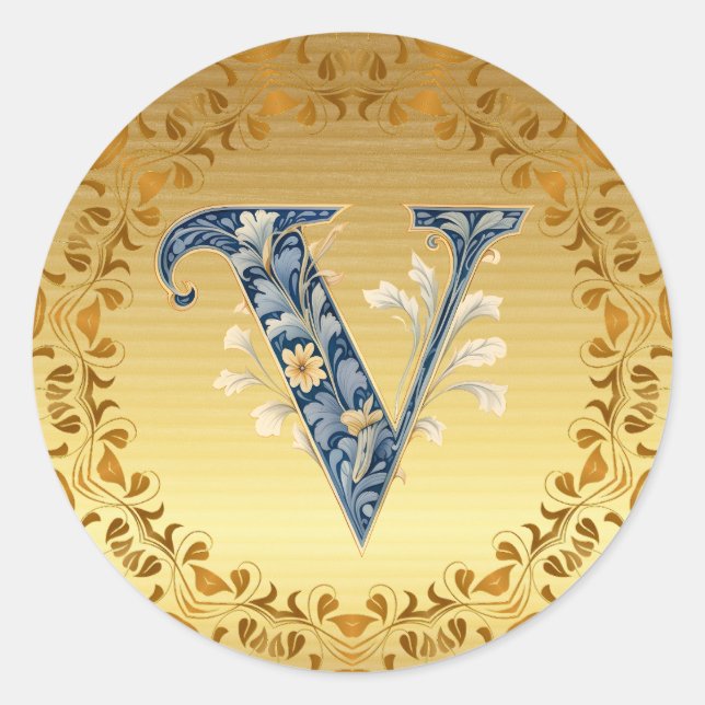 Sticker Rond Monogramme Gold V (Devant)