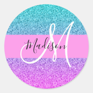 Sticker Rond Monogramme Gradient Gradient de la Parties scintil