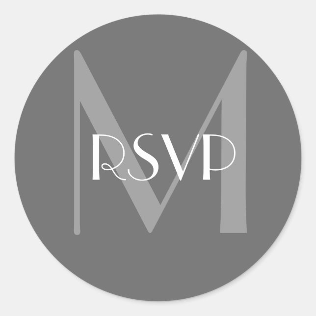 Sticker Rond Monogramme gris charbon M Sceau RSVP (Devant)