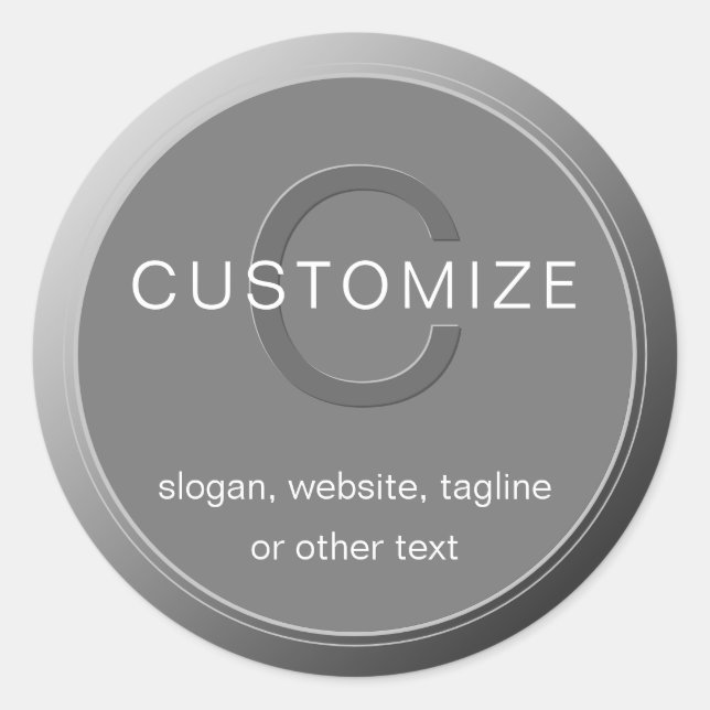 Sticker Rond Monogramme gris foncé modifiable (Devant)