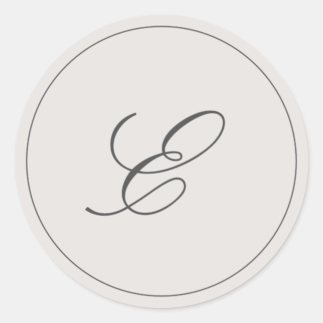 Sticker Rond Monogramme gris simple Mariage élégant (Devant)