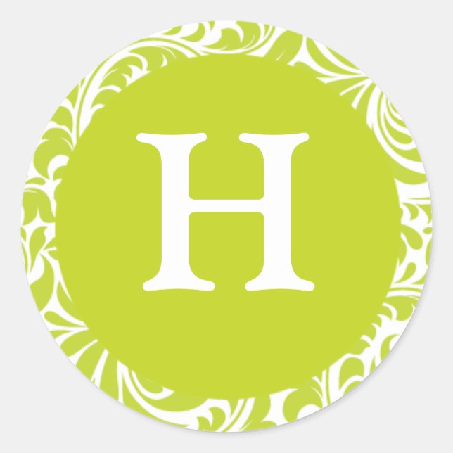 Sticker Rond Monogramme H Chartreuse Thème Mariage Monogrammes  (Devant)