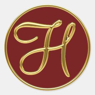 Sticker Rond Monogramme H en or 3D