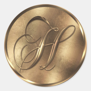 Sticker Rond Monogramme H Faire-part de mariage de bronze