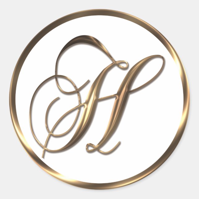 Sticker Rond Monogramme H Faux Bronze (Devant)