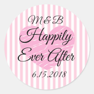 Sticker Rond Monogrammé Heureusement Jamais Après Mariage Stick