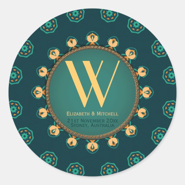 Sticker Rond Monogramme Hexagon Circle (Devant)