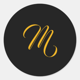 Sticker Rond Monogramme initial d'or noir