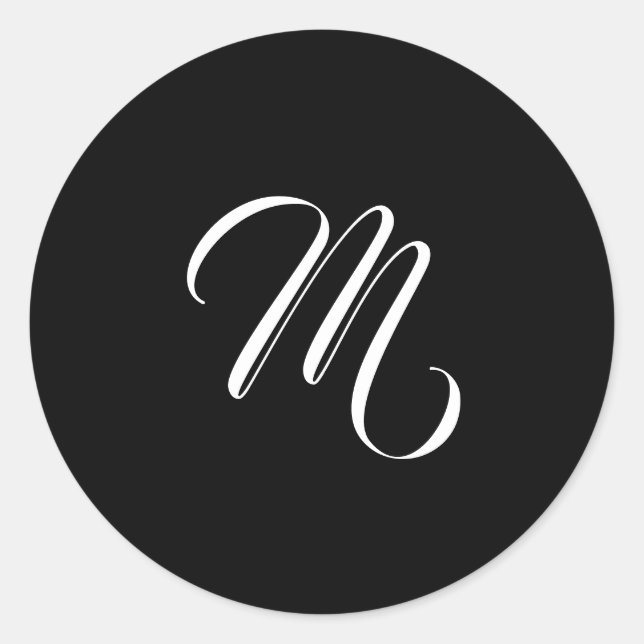 Sticker Rond Monogramme initial noir blanc (Devant)