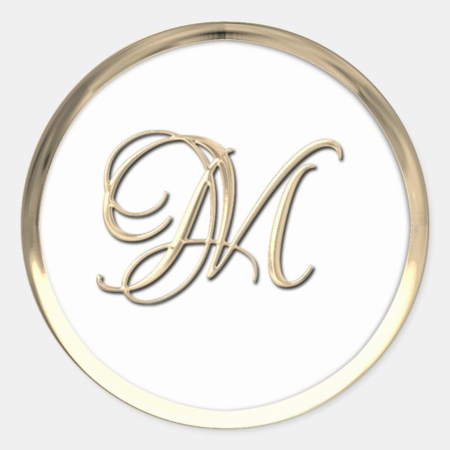 Sticker Rond Monogramme initial or M Script n'importe quelle co (Devant)