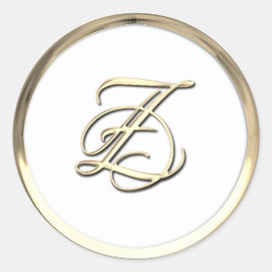Sticker Rond Monogramme initial or Z Script n'importe quelle co