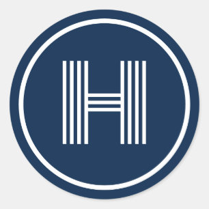 Sticker Rond Monogramme initial Oxford Blue