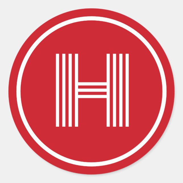 Sticker Rond Monogramme initial rouge vénitien (Devant)