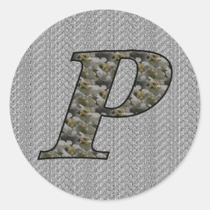Sticker Rond Monogramme Initiale P Hydrangea Stick Floral